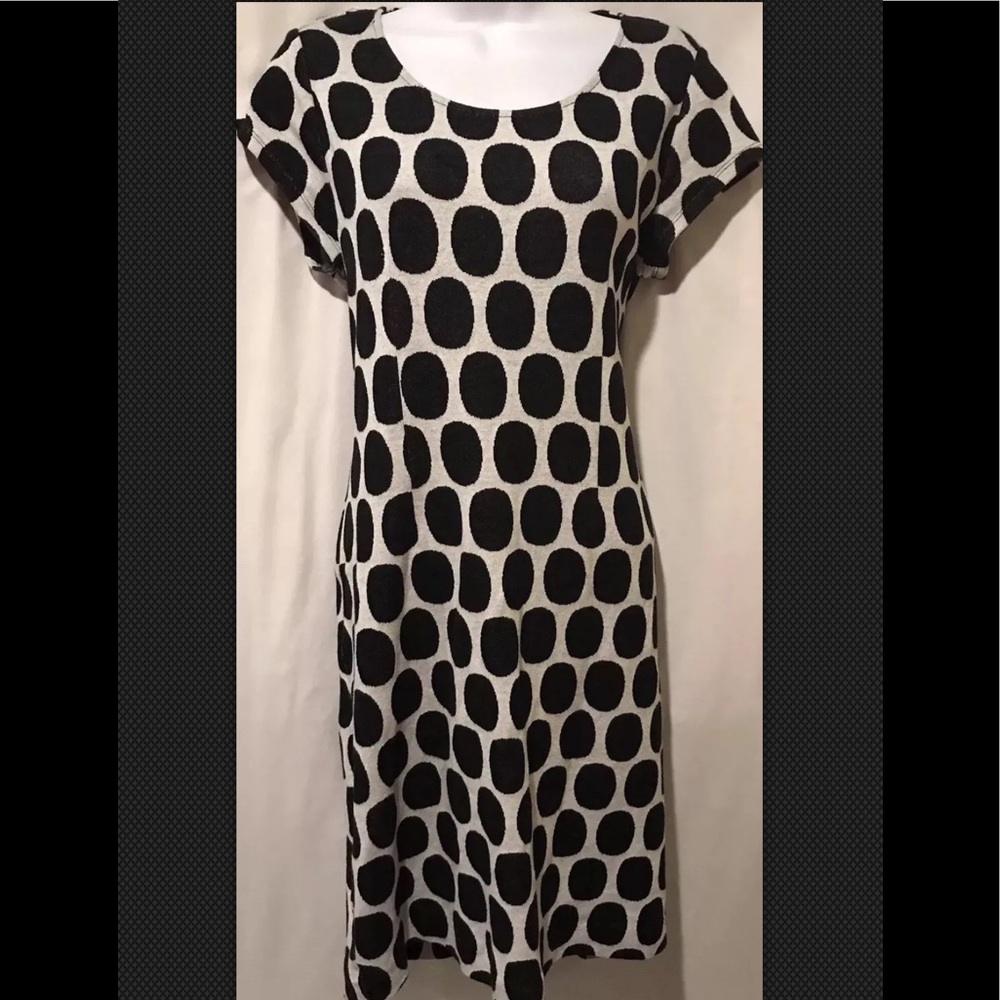 DONCASTER Dress Knit Black White Collection Polka Dot Sweater Knit Cotton - Picture 2 of 8